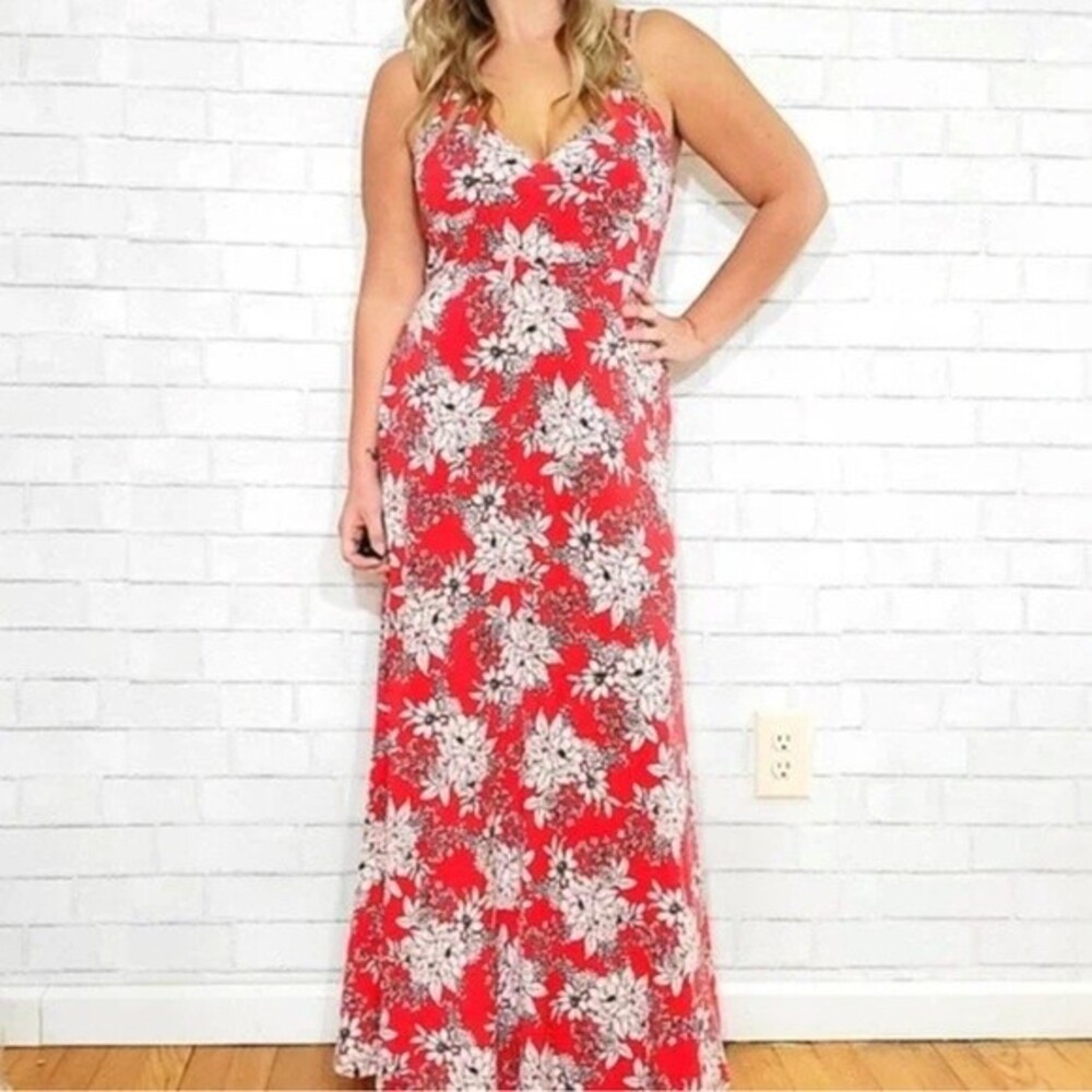 Vince Camuto Red Floral Print Maxi Dress size XL